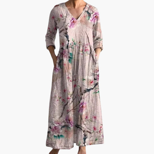 Clemence | Floral Summer Maxi Dress V-Neck Garden Party