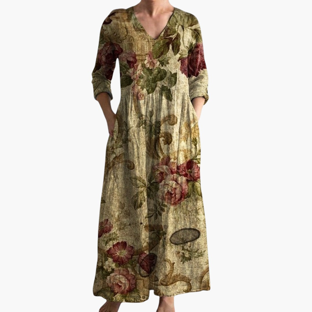Clemence | Floral Summer Maxi Dress V-Neck Garden Party