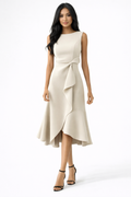 Helena | Draped Asymmetric Midi Dress for Weddings & Evening