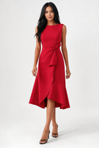 Helena | Draped Asymmetric Midi Dress for Weddings & Evening