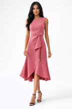Helena | Draped Asymmetric Midi Dress for Weddings & Evening