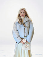 Leonie | Cropped Leather Jacket With Bow Detail For City Chic