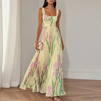 Solene | A Line Floral Maxi Wedding Guest Dresses