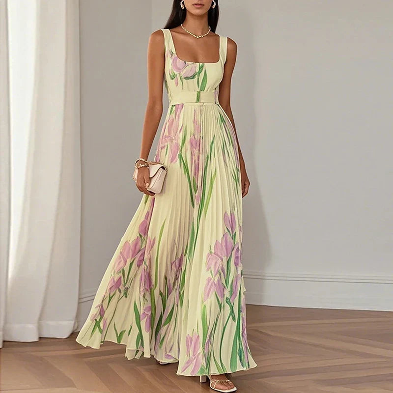 Solene | A Line Floral Maxi Wedding Guest Dresses