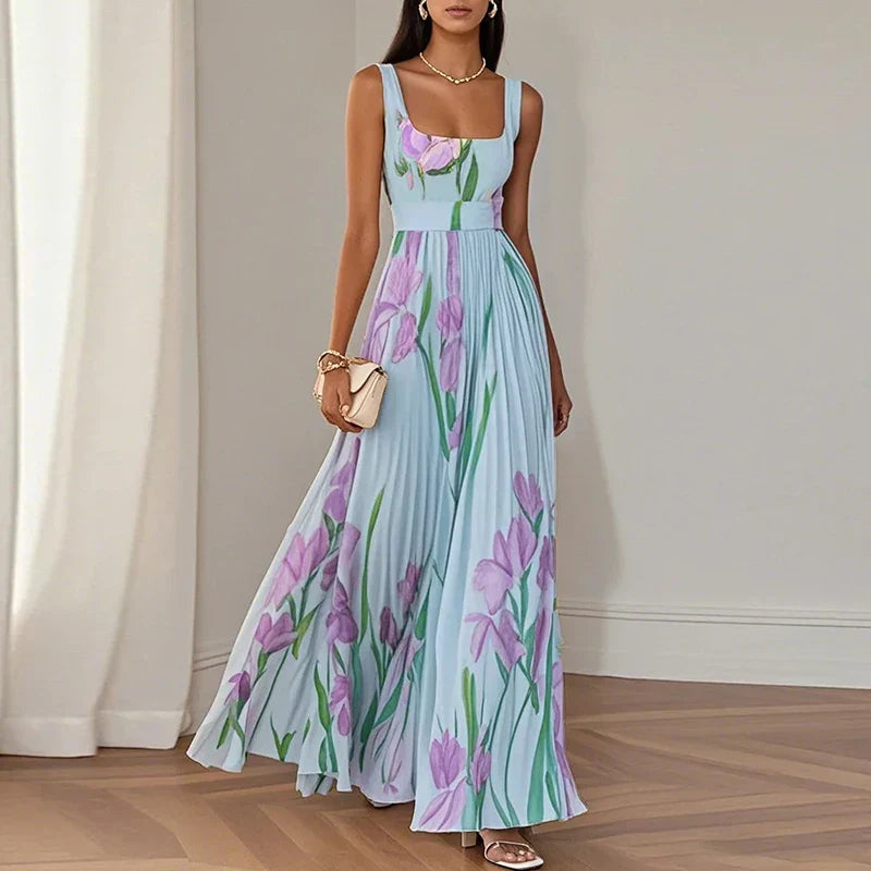 Solene | A Line Floral Maxi Wedding Guest Dresses