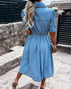 Persephone | Denim Shirt Dress For House And Garden Party