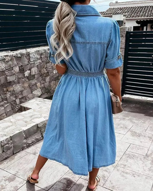 Persephone | Denim Shirt Dress For House And Garden Party
