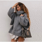 Vivienne | Chunky Knit Turtleneck Roll Neck Jumper Sweater — Grey