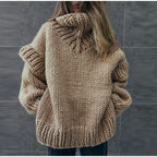Vivienne | Chunky Knit Turtleneck Roll Neck Jumper Sweater — Beige