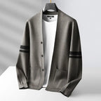 Katarina | Chunky Cable Knit Lightweight Cream Cardigan Sweater — Grey