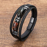 Phineas | Mens Bracelet Braided Leather Tiger Eye Casual