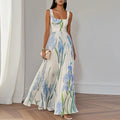 Apolline | Floral Bridesmaid Dresses Square Neck Pleated Maxi