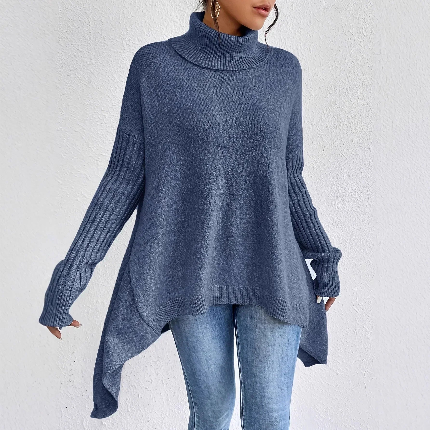 Coralie | Oversized Turtleneck Sweater With Asymmetric Hem
