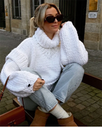 Vivienne | Chunky Knit Turtleneck Roll Neck Jumper Sweater — White