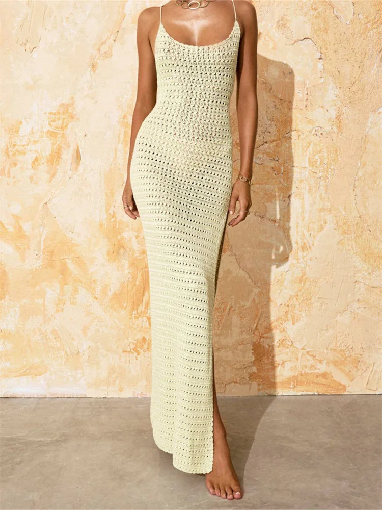 Wilhelmina | Knit Bodycon Beach Cover Up Maxi Dress