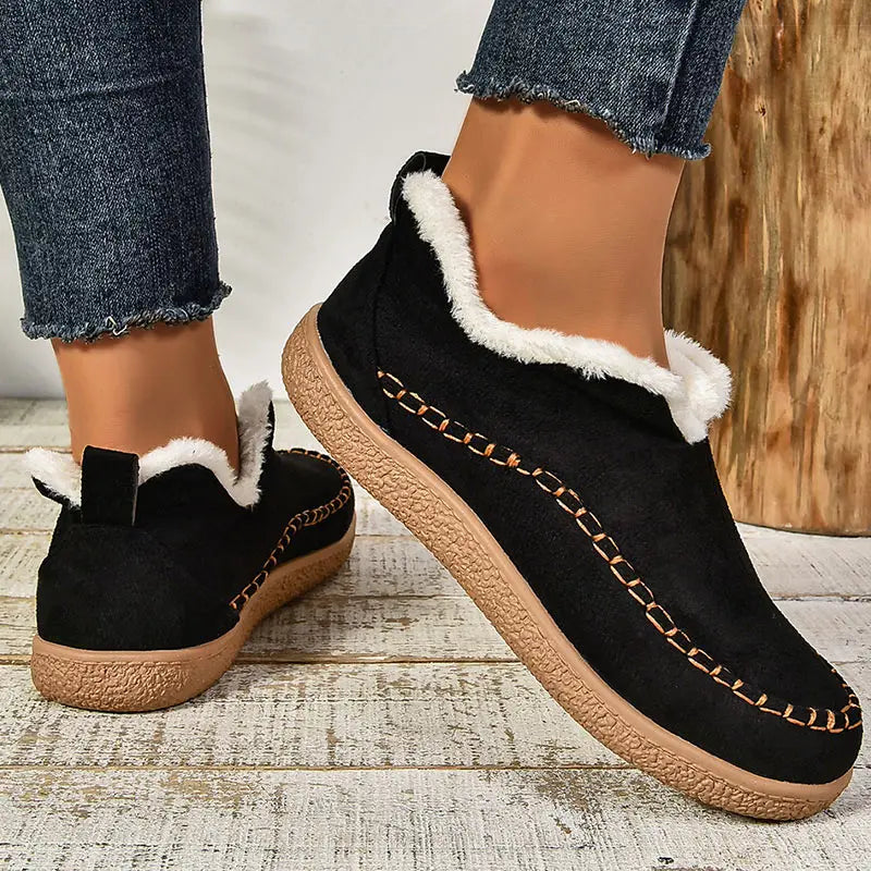 Drusilla | Black Suede Ankle Boots With Warm Shearling Lining — Black
