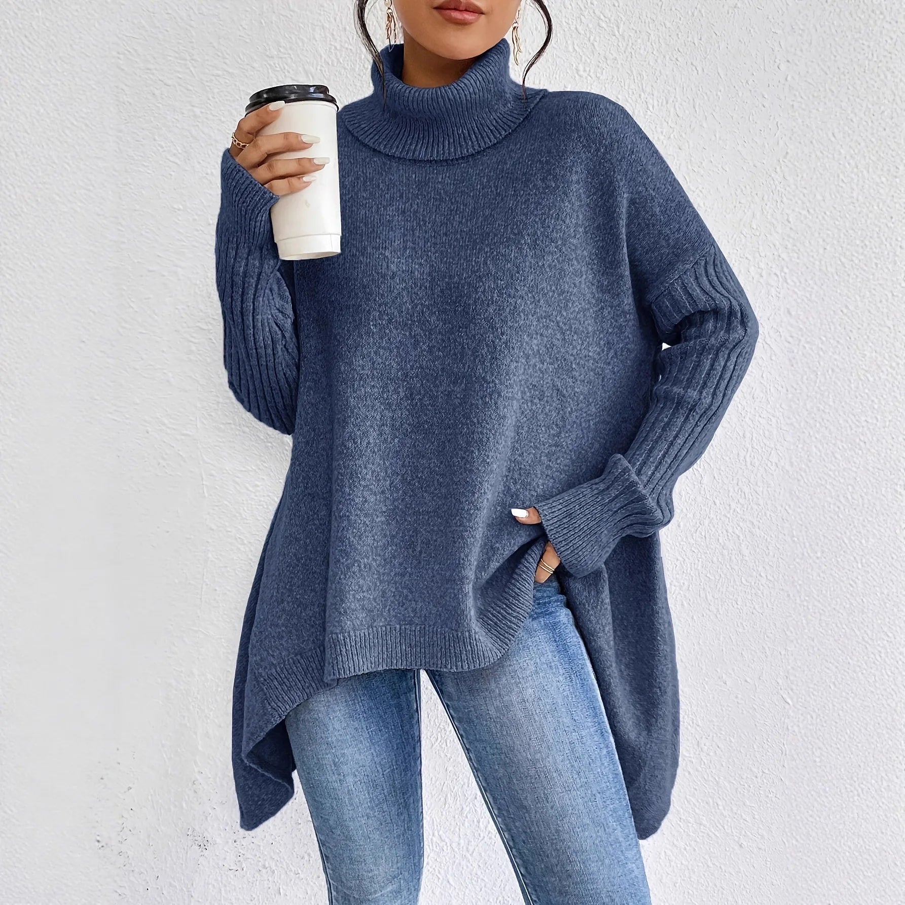 Coralie | Oversized Turtleneck Sweater With Asymmetric Hem
