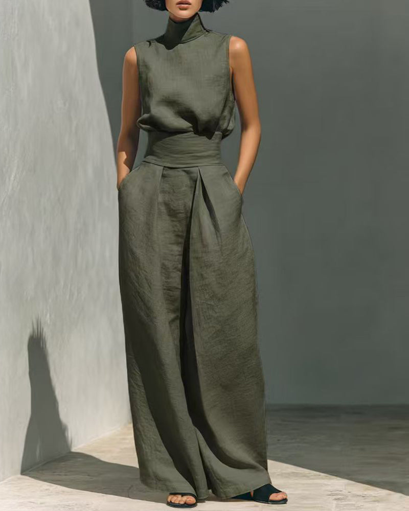 Anouk | Sleeveless Linen Jumpsuit Wide Leg Casual Chic