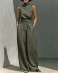 Anouk | Sleeveless Linen Jumpsuit Wide Leg Casual Chic