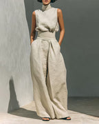 Anouk | Sleeveless Linen Jumpsuit Wide Leg Casual Chic