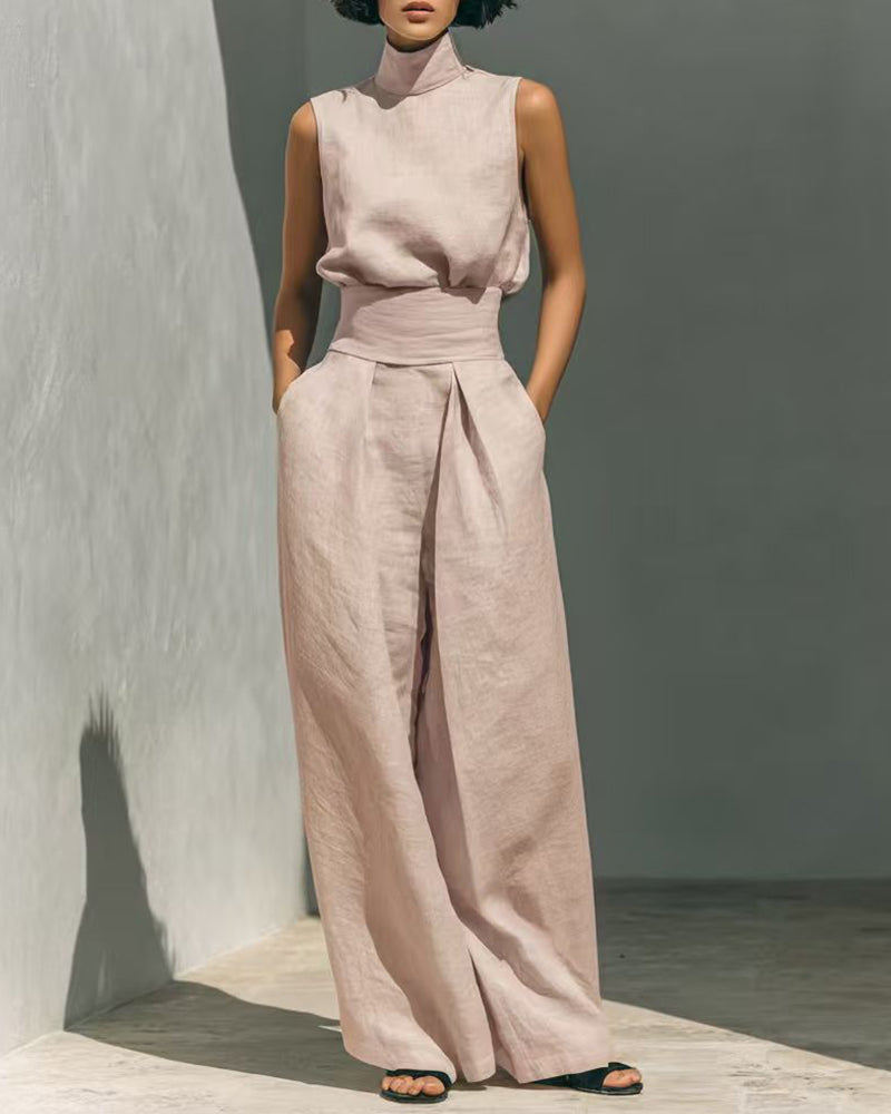 Anouk | Sleeveless Linen Jumpsuit Wide Leg Casual Chic