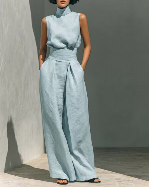 Anouk | Sleeveless Linen Jumpsuit Wide Leg Casual Chic