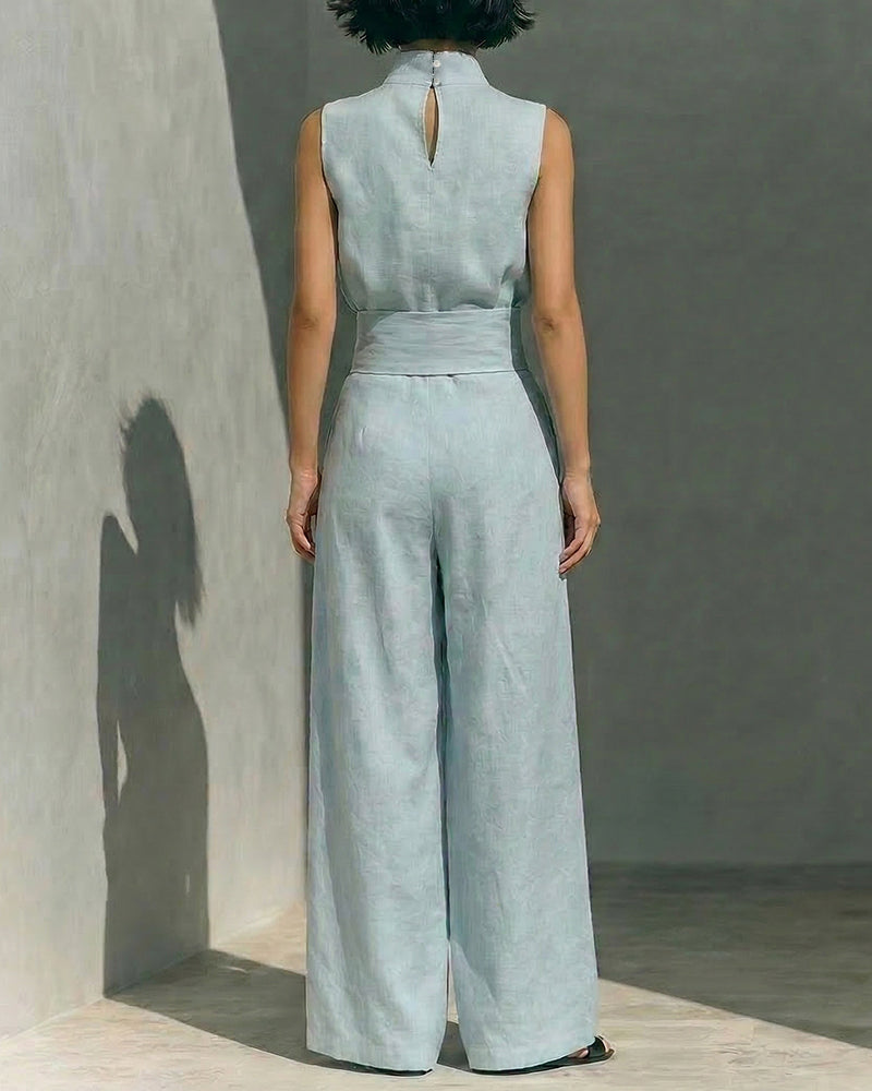 Anouk | Sleeveless Linen Jumpsuit Wide Leg Casual Chic