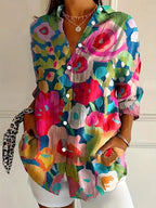 Ingrid | Relaxed Fit Colourful Abstract Print Blouse