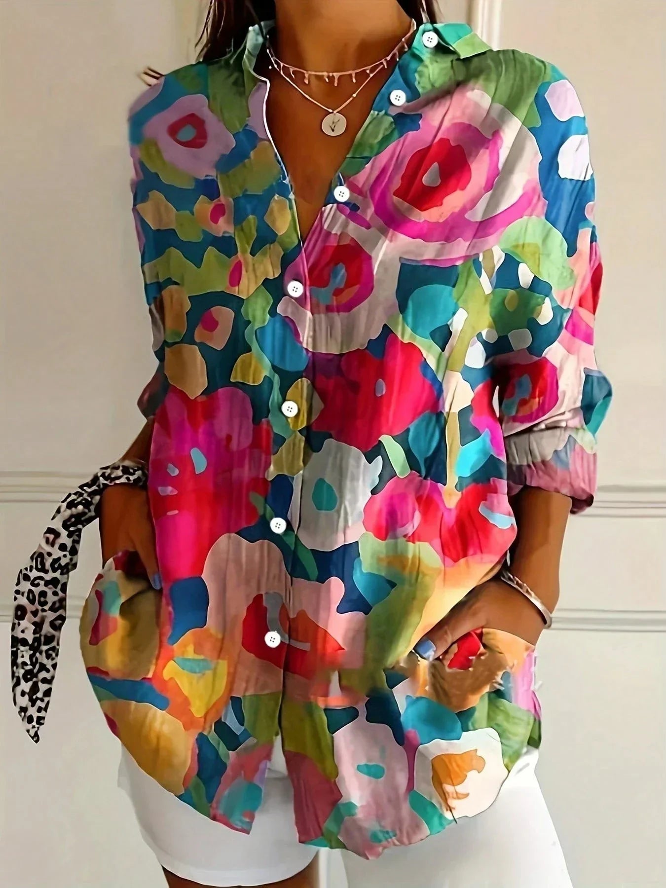 Ingrid | Relaxed Fit Colourful Abstract Print Blouse