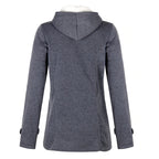 Juliette | Wool Blend Faux Fur Hood Fleece Zip Up Long Black Pink Coat Jacket