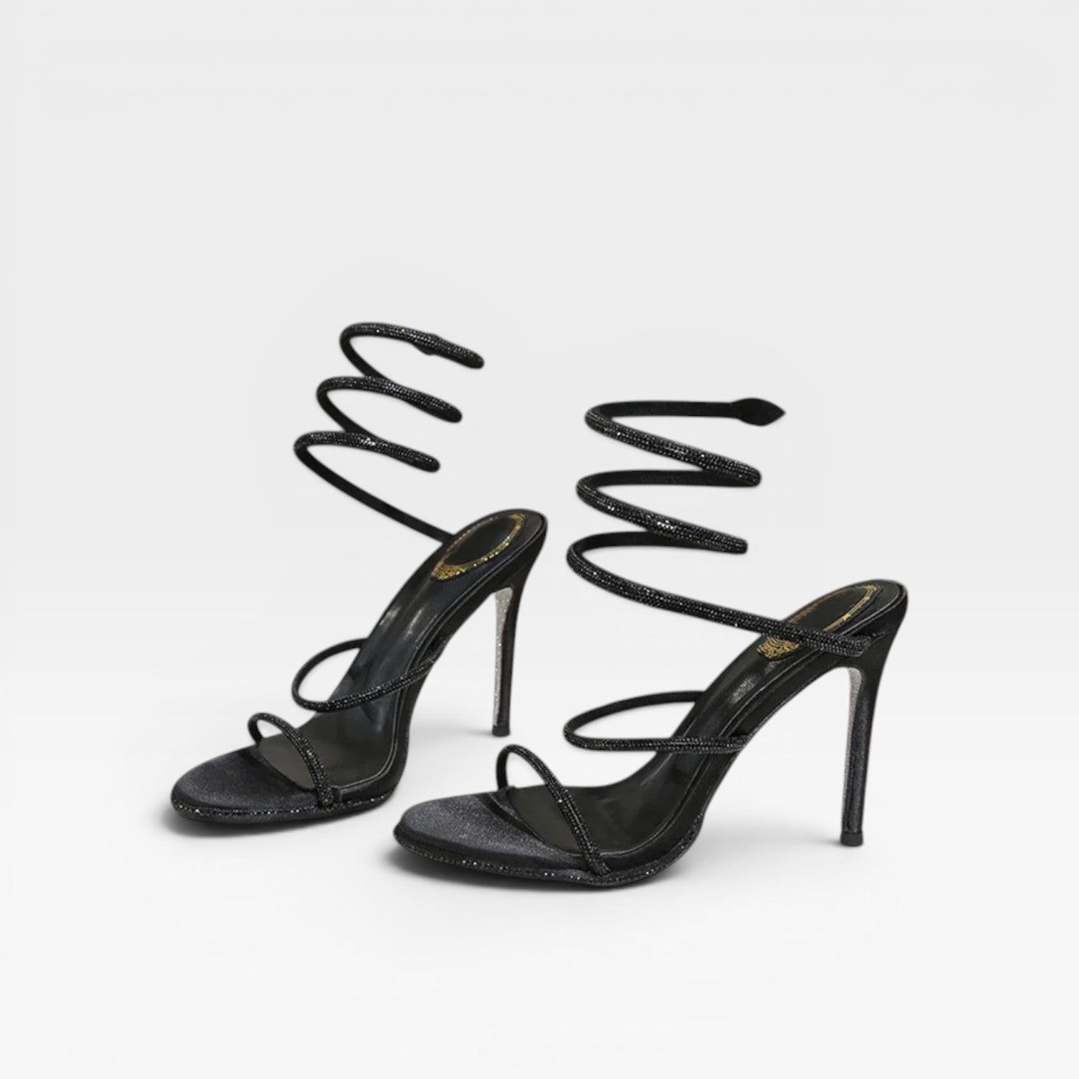 Mirabelle | Gold Block Heels For Wedding Spiral Wrap Sandals