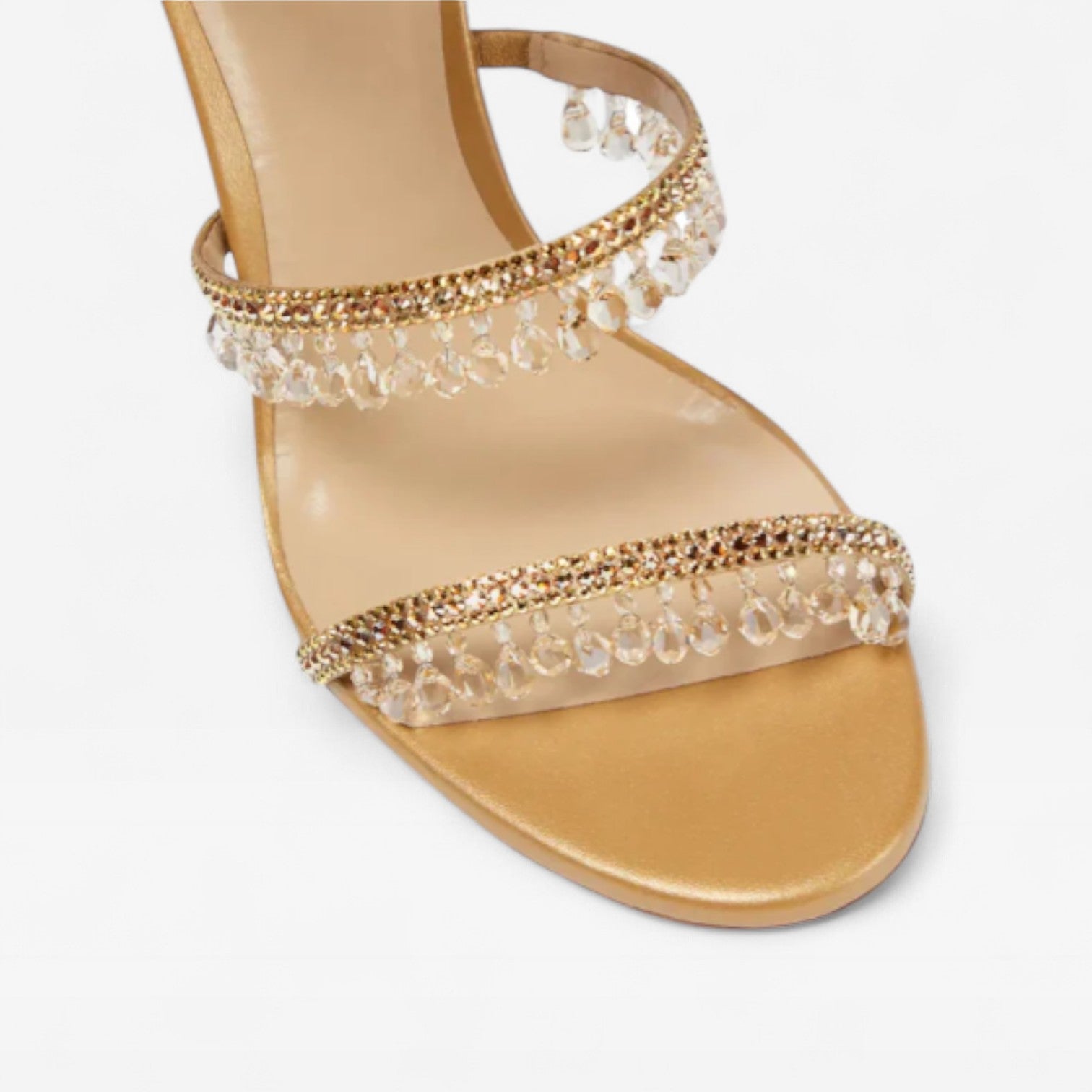 Cordelia | Gold Block Heels For Wedding With Crystal Embellishment