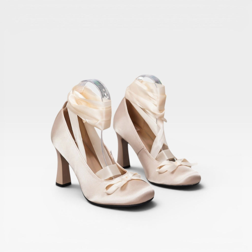 Romilly | Rene Caovilla Inspired Satin Ballet Block Heel Pumps