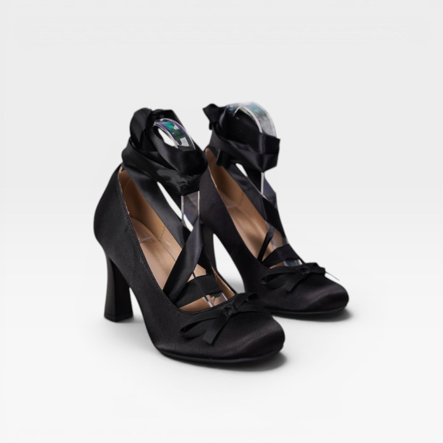 Honorine | Gold Block Heels For Wedding With Ribbon Lace Up