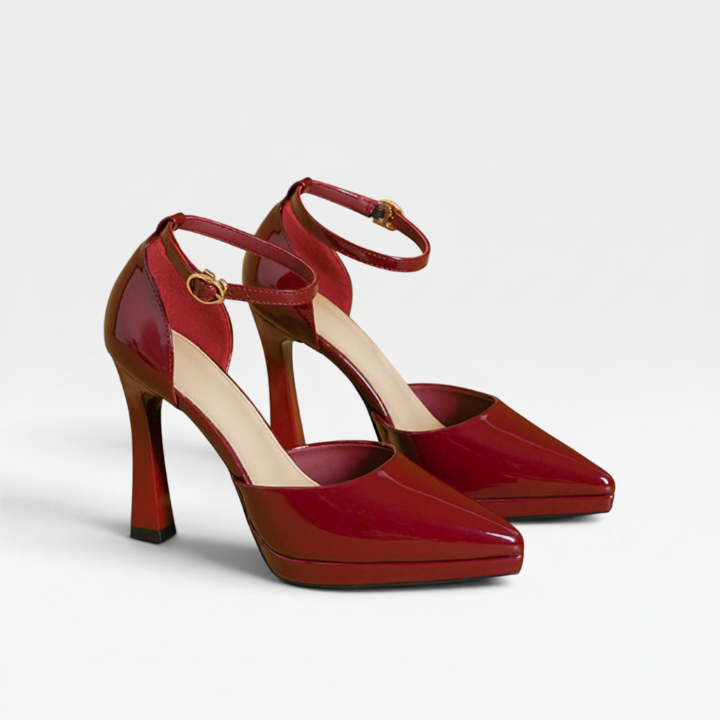 Quintessa | Patent Leather Pointed Toe Ankle Strap Pumps
