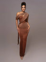 Juliette | Draped Asymmetric Statement Maxi Evening Dress
