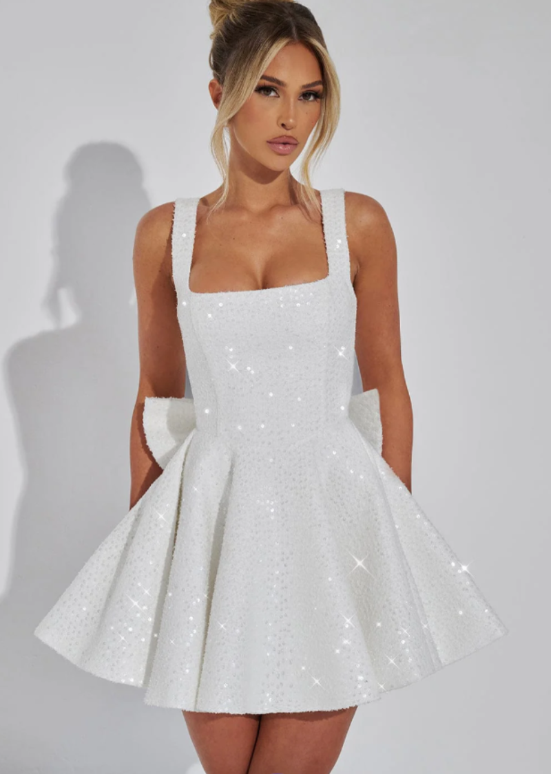 Floriane | Flared Mini Dress with Bow Detail for Special Occasions