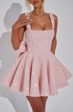 Floriane | Flared Mini Dress with Bow Detail for Special Occasions