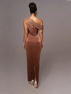 Juliette | Draped Asymmetric Statement Maxi Evening Dress