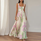 Solene | A Line Floral Maxi Wedding Guest Dresses
