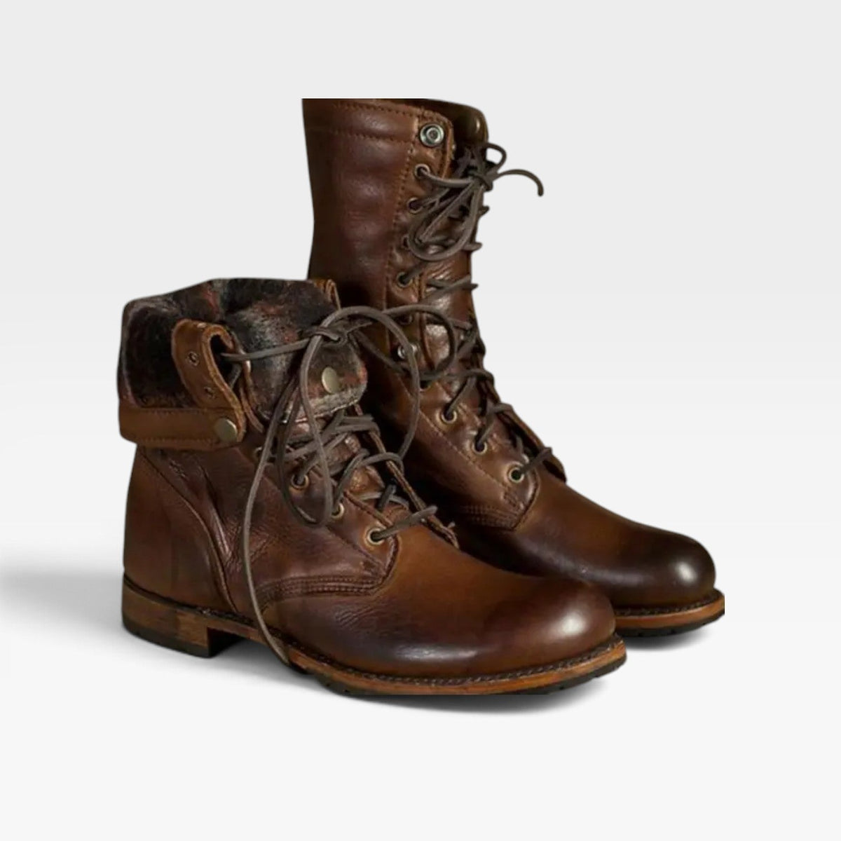Philippa | Black Brown Leather Lace-Up Chelsea Combat Boots