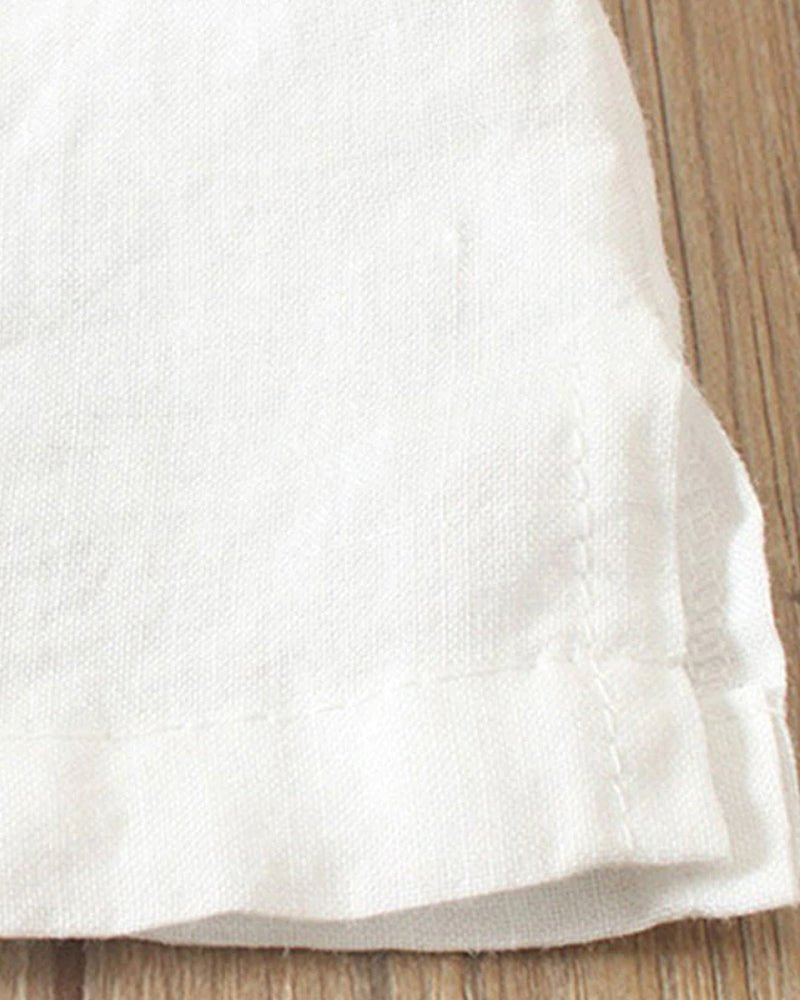 Quintessa | Linen Short Sleeve Button Front Tunic Top