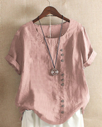 Quintessa | Short Sleeve Button Front Tunic Top
