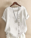 Quintessa | Linen Short Sleeve Button Front Tunic Top