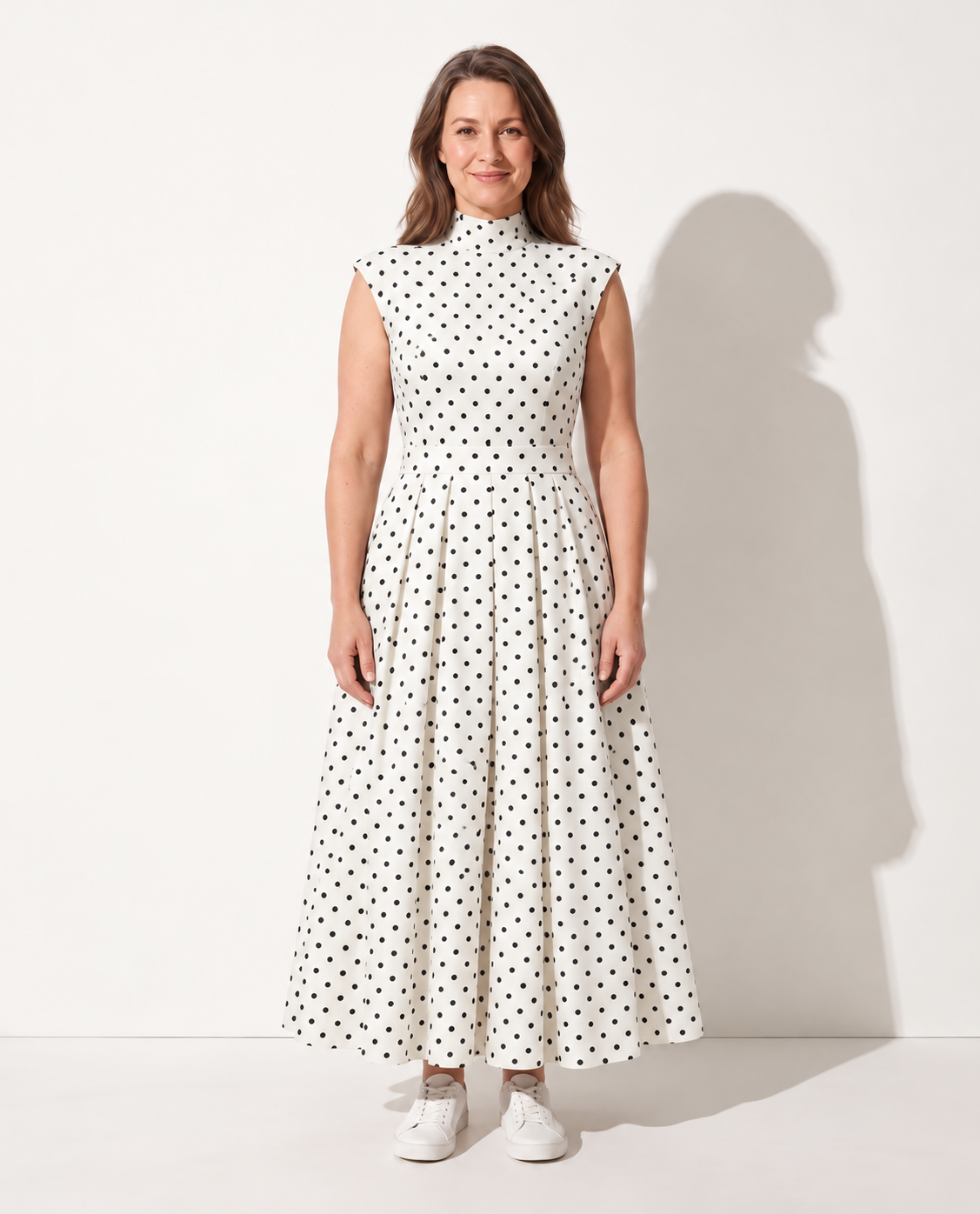 Sidonie | Sleeveless Polka Dot A-Line Garden Party Dress