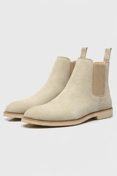 Yorick | Black Suede Leather Chelsea Ankle Boots Smart Casual — Beige