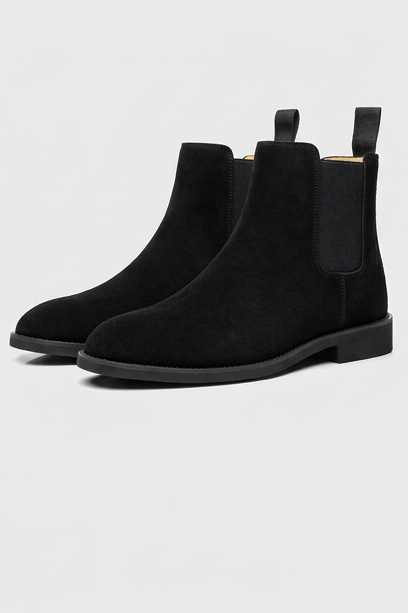 Yorick | Black Suede Leather Chelsea Ankle Boots Smart Casual — Black