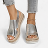 Dominique | Supportive Comfort Wedge Sandals with Metallic Finish