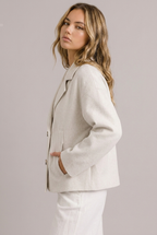Violaine | Cropped Black Leather Puffer Blazer Jacket