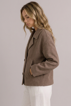 Violaine | Cropped Black Leather Puffer Blazer Jacket